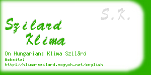 szilard klima business card