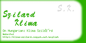 szilard klima business card